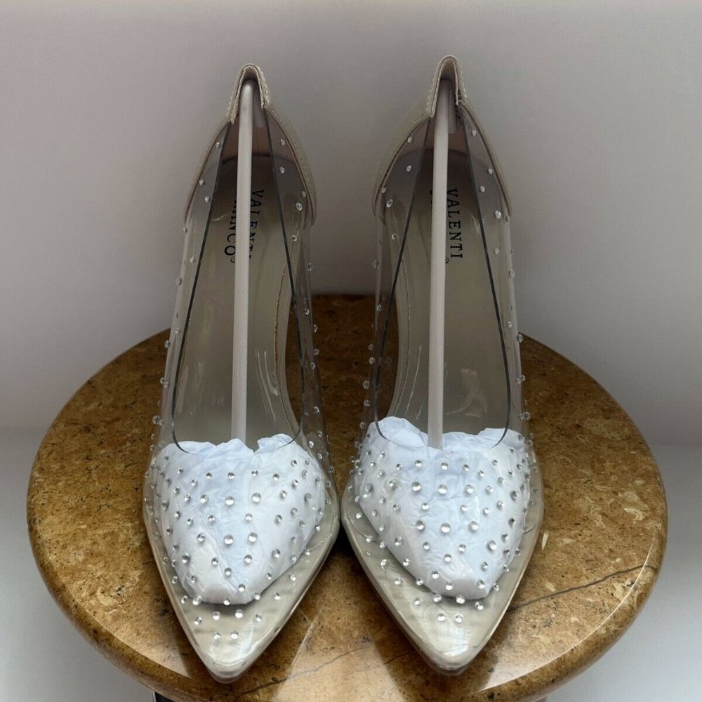 Valenti Franco Cinderelli 38444-312 Women Silver Pointed Toe Pump Heel Size 8.5
